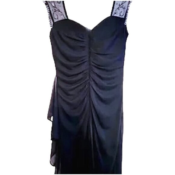 Women's Navy Silky Embellished Knee Length Cocktail Dress Stenay Size 4 - Picture 2 of 5